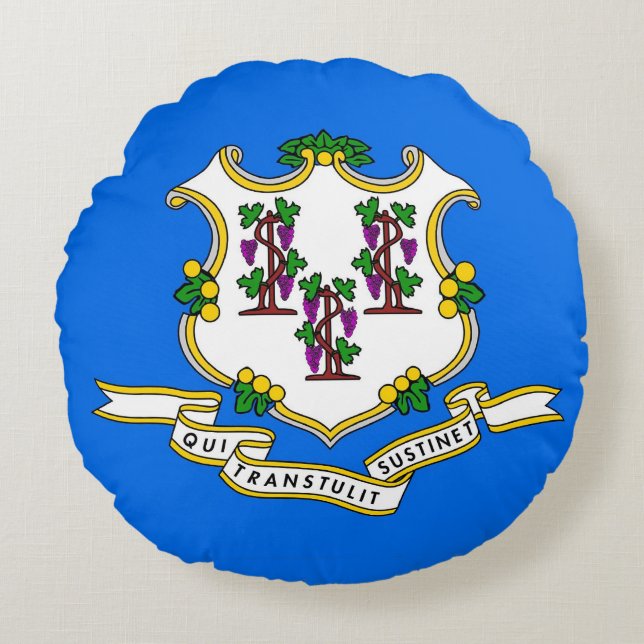 Coussins Ronds Oreillers à lancer rond avec drapeau Connecticut,  (Devant)