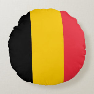 Coussins Ronds Oreillers à lancer rond avec drapeau de Belgique