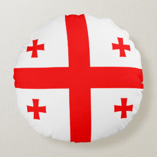 Coussins Ronds Oreillers à lancer rond avec drapeau de la Géorgie