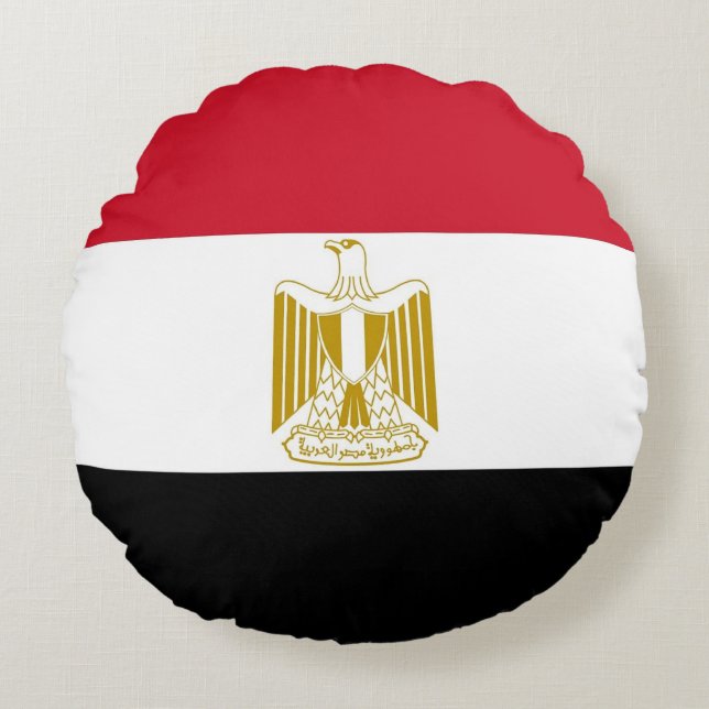 Coussins Ronds Oreillers à lancer rond avec drapeau d'Egypte (Devant)