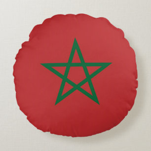 Coussins Ronds Oreillers à lancer rond avec drapeau du Maroc
