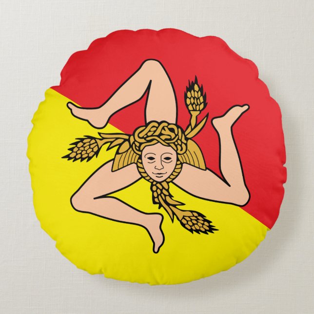 Coussins Ronds Oreillers à lancer rond avec le drapeau de la Sici (Devant)