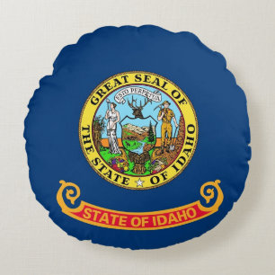 Coussins Ronds Oreillers à lancer rond avec le drapeau de l'Idaho