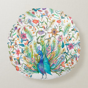 Coussins Ronds Oreillers à lancer rond de paon