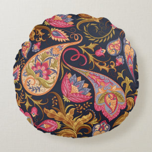Coussins Ronds Ornate Paisley : Élégant Motif sans joint.