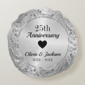 Coussins Ronds Ornement floral argenté (Dos)