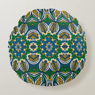 Coussins Ronds Ornement floral traditionnel, motif sans couture a