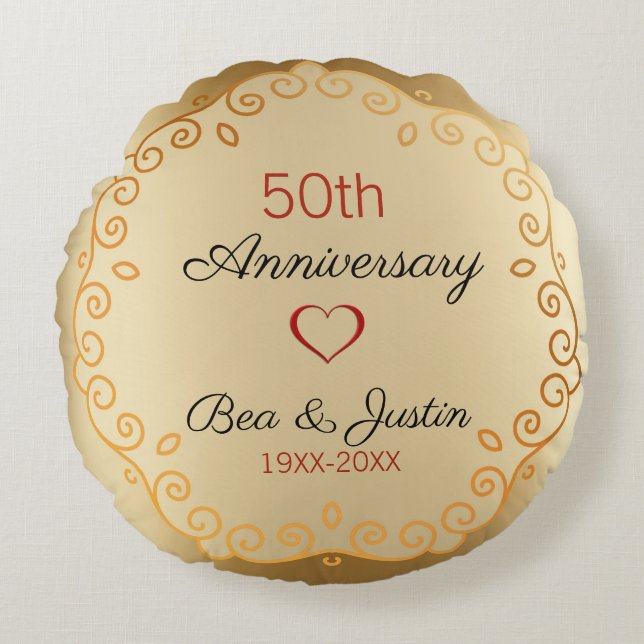 Coussins Ronds Ornement Or Et Beige (Devant)