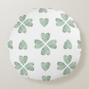 Coussins Ronds Ornement vert botanique, aquarelle transparente