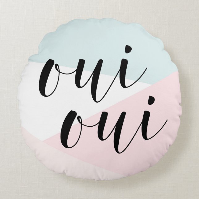 Coussins Ronds Oui Oui Moderne Calligraphie Blush (Devant)