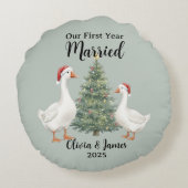 Coussins Ronds Our First Year Married Goose Custom Christmas (Dos)
