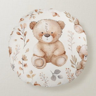 Coussins Ronds Ours Bébé Beige Cute