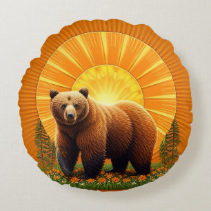 Coussins Ronds Ours brun majestueux 