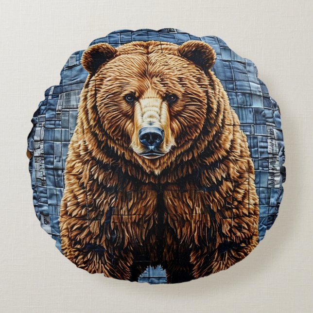 Coussins Ronds Ours grizzly (Devant)