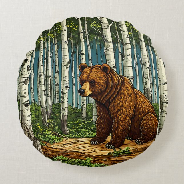 Coussins Ronds Ours grizzly (Devant)