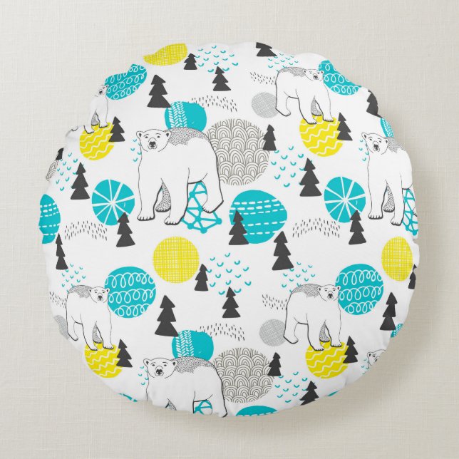 Coussins Ronds Ours polaire (Devant)
