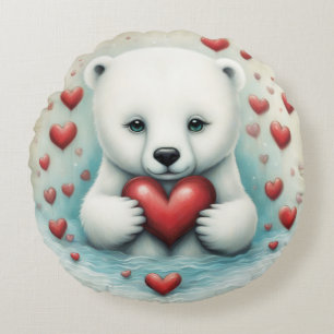 Coussins Ronds Ours polaire amour 1