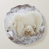 Coussins Ronds Ours polaire femelle et deux petits (Dos)