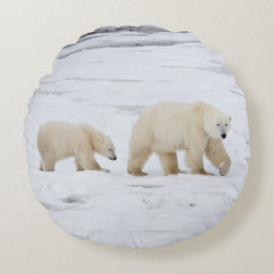 Coussins Ronds Ours polaires femelle et deux oursons