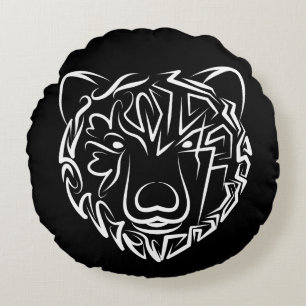 Coussins Ronds Ours tribal noir et blanc