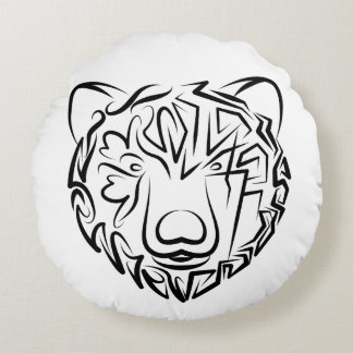 Coussins Ronds Ours tribal noir et blanc