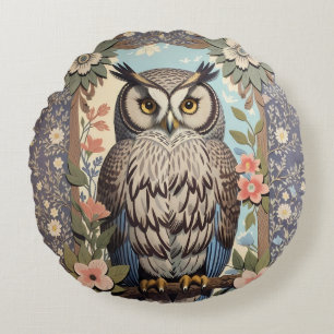 Coussins Ronds Owl Pastel Floral William Morris Inspiré
