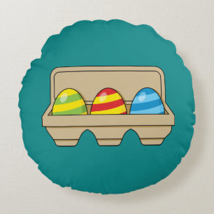 Coussins Ronds Pack de caricatures colorées OEufs de Pâques