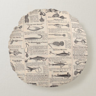 Coussins Ronds Page de catalogue de leurres de pêche antiques en
