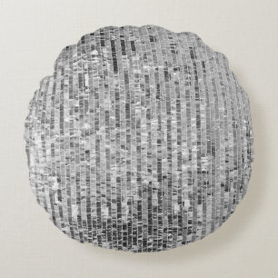 Coussins Ronds Paillettes d'argent, arrière - plan glamour sans s