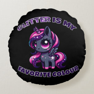 Coussins Ronds Paillettes est ma couleur préférée joli poney lico