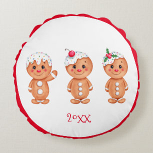 Coussins Ronds Pain d'épices homme Fête Noël saisonnier