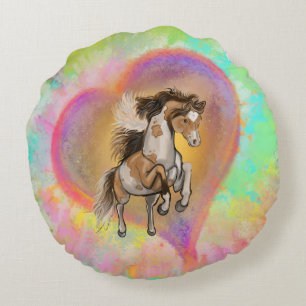 Coussins Ronds Paint Horse Love