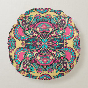 Coussins Ronds Paisley bandanna fleurie traditionnelle ornemental