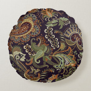 Coussins Ronds Paisley Colorful Textile : Ethnic Vintage Design