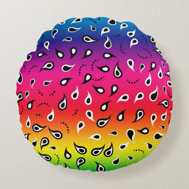 Coussins Ronds Paisley Rainbow (Devant)