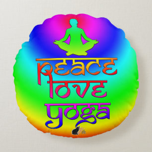 Coussins Ronds Paix Amour Yoga Arc-en-ciel Intentions