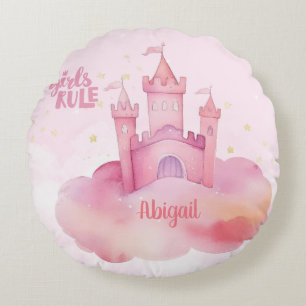 Coussins Ronds Palais de la Girl Rule sur le nuage rose