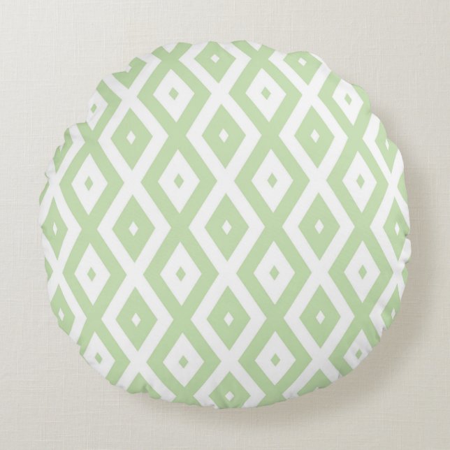 Coussins Ronds Pale green and white diamond pattern (Devant)