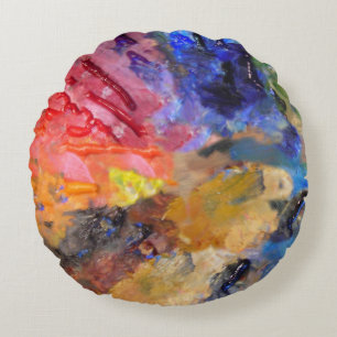 Coussins Ronds Palette de couleurs de peintre artistique