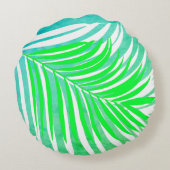 Coussins Ronds Palm Feuille Motif Vert Turquoise bleu Tropical Ca (Dos)