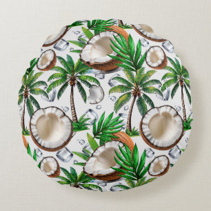 Coussins Ronds Palmiers à noix de coco Design tropical