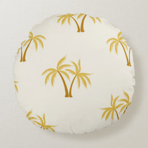 Coussins Ronds Palmiers d'or : Textile Tropical.