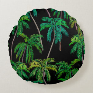 Coussins Ronds Palmiers : Motif d'été acrylique.