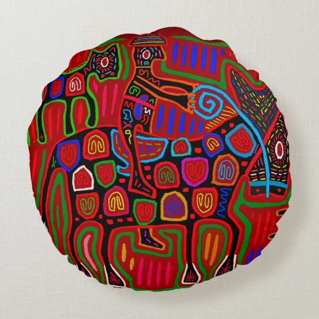 Coussins Ronds Panama Mola - Sauvez une balade à cheval sur un co (Dos)