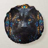 Coussins Ronds Panthère noire en verre de fond (Dos)