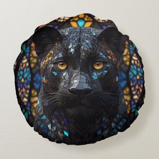 Coussins Ronds Panthère noire en verre de fond (Dos)