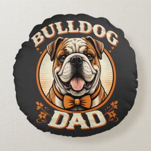 Coussins Ronds Papa Bouledogue – Cute Vintage Bouledogue Fête des