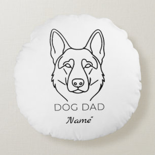 Coussins Ronds Papa Chien avec nom personnalisé Papa Chien
