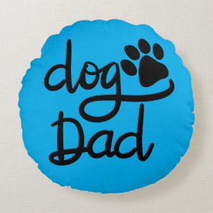 Coussins Ronds Papa Chien Empreinte de Patte de Chien Drôle