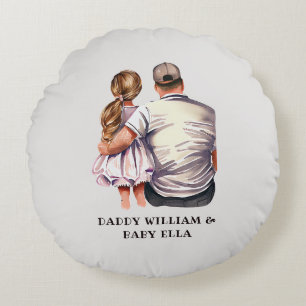 Coussins Ronds Papa et fille personnalisés (2)